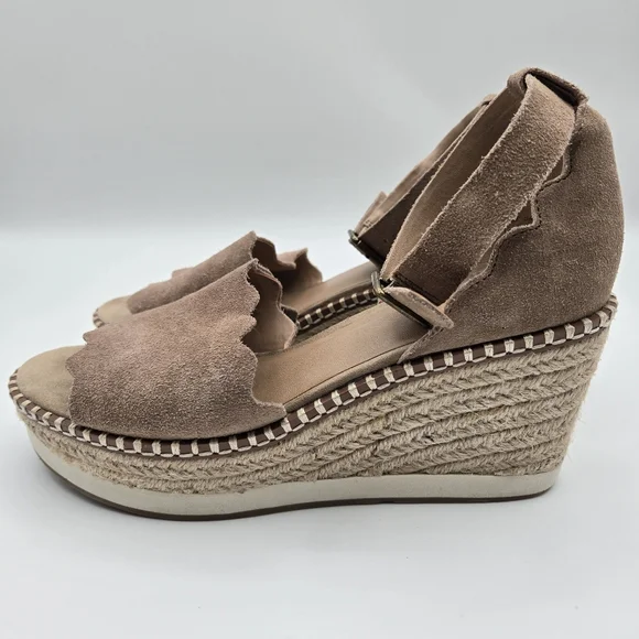 Crown Vintage Daffodil Brown Suede Espadrille Wedge Sandals Size 7.5 - Picture 2 of 16